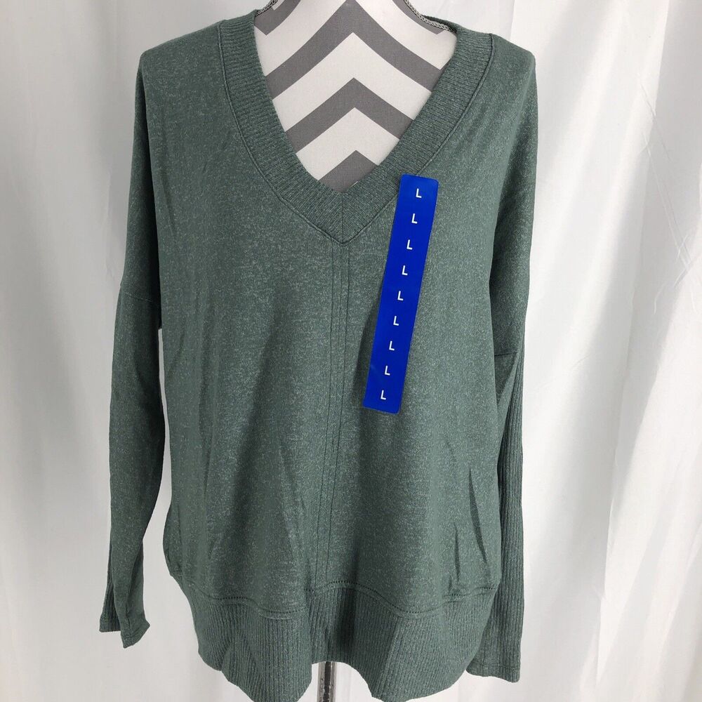 Buffalo Women's Super-Soft Cozy V-Neck Long Sleeve Top, Sage Mix, Size L